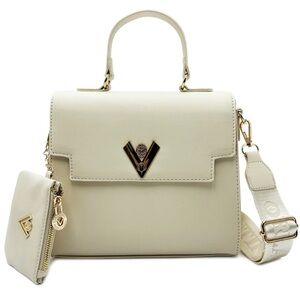 Valentino Orlandi Beige Satchel Top Handle Bag with Matching Wallet & Strap